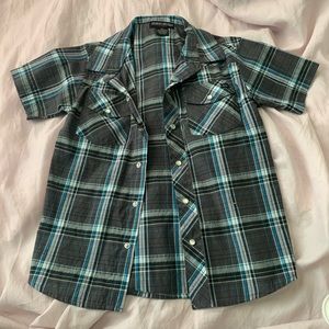 boys grey and blue button down